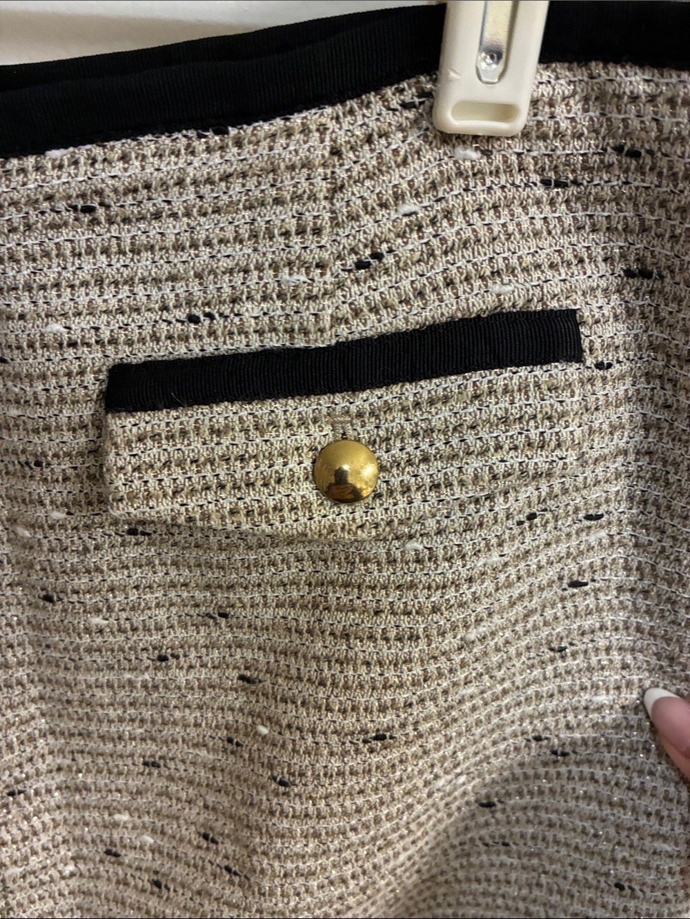 Banana Republic Beige Tweed Mini Skirt with Black Trim Sz 6 - Picture 5 of 10